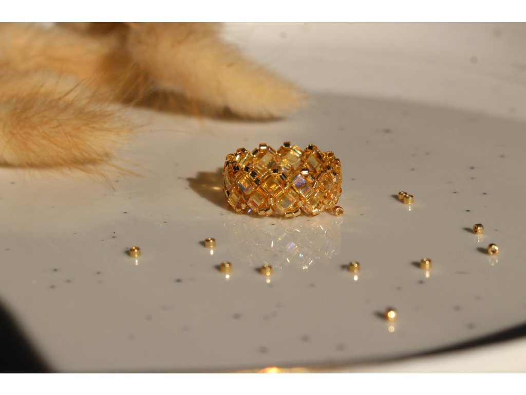 Honey - šitý miyuki tila prsten