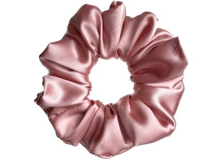 Saténová scrunchie gumička do vlasů - Starorůžová