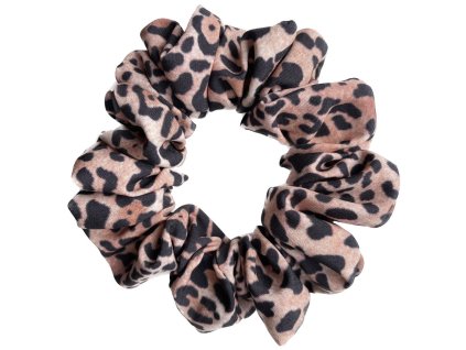 Saténová scrunchie gumička do vlasů - Leopard