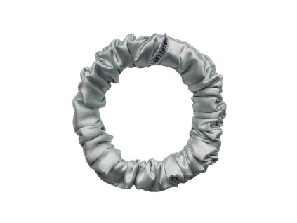 Ice Blue  Saténová scrunchie gumička do vlasů
