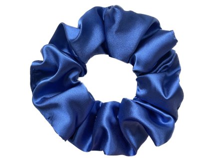 Královská modrá  Saténová scrunchie gumička do vlasů