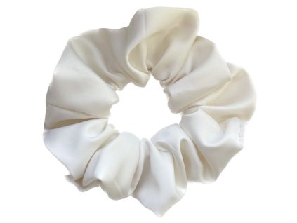 Saténová scrunchie gumička do vlasů - Smetanová
