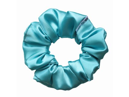 Azurová  Saténová scrunchie gumička