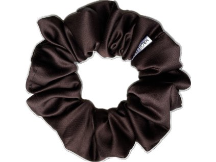 Dark Chocolate  Saténová scrunchie gumička do vlasů