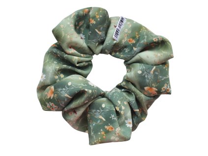 Saténová scrunchie gumička do vlasů - Louka