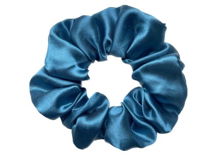 Petrolejová  Saténová scrunchie gumička do vlasů