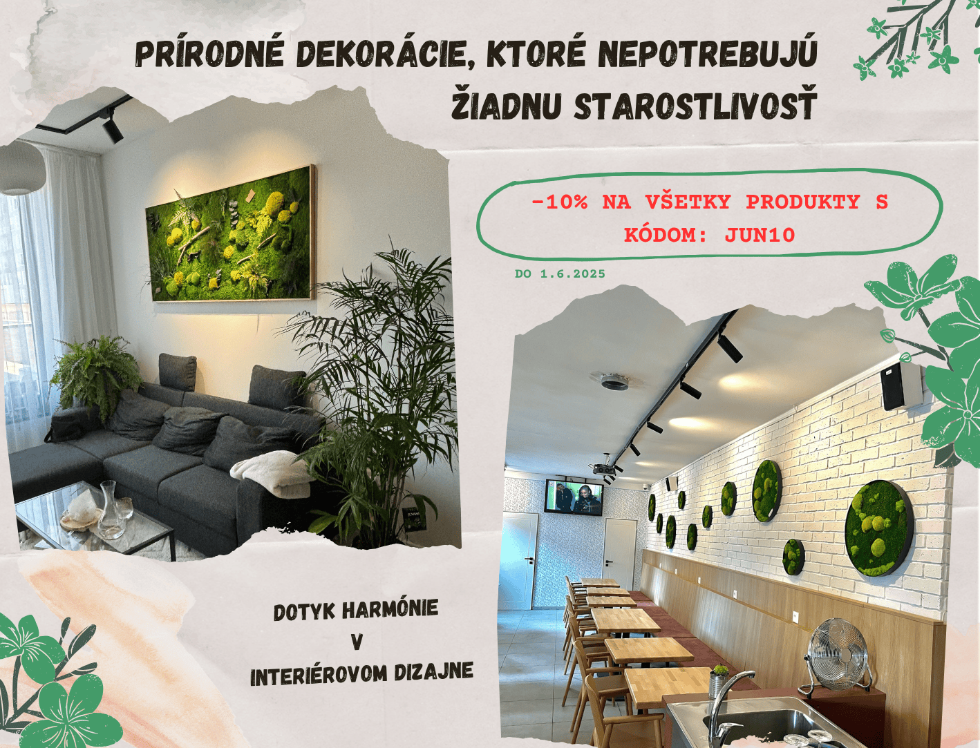 Machové obrazy, machové steny, obrazy zo stabilizovaného machu, prírodná dekorácia, interiérový dizajn