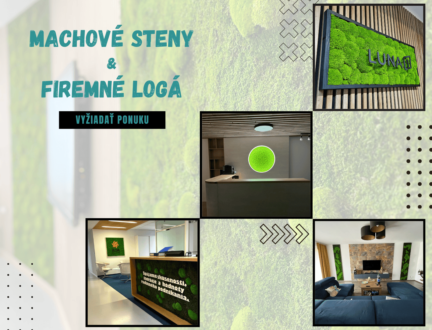 Machové steny a firemné logá na mieru