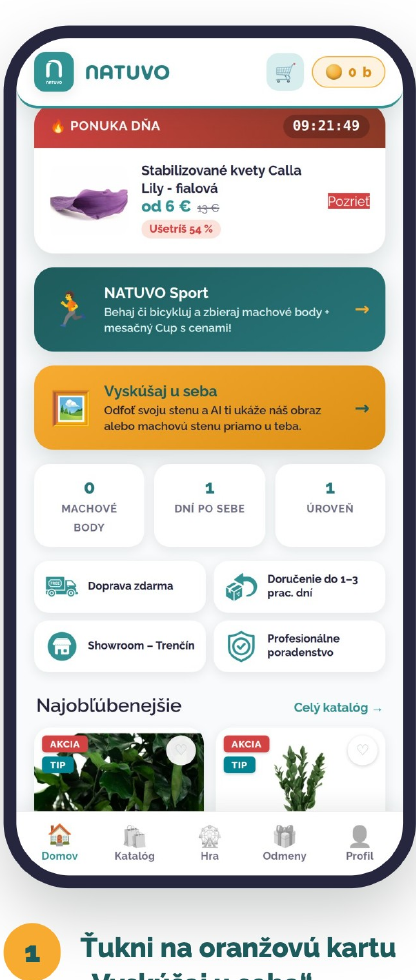 NATUVO aplikácia: tlačidlo Vyskúšaj u seba