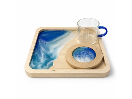 Podšálka a tácka s epoxidom - set