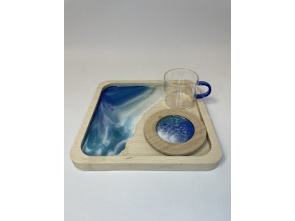 Podšálka a tácka s epoxidom - set