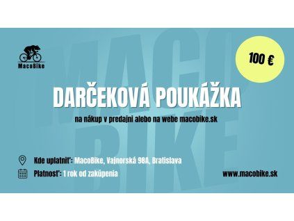 MacoBike darčeková poukážka 100 web