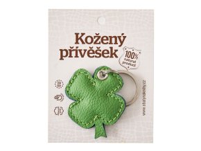 Kozena klicenka zeleny ctyrlistek