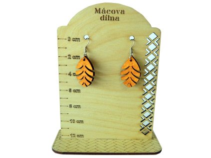 Dřevěné naušnice, rybička #006, nerezová ocel, 2x3,5 cm, 1 pár (Barva Hnědá)
