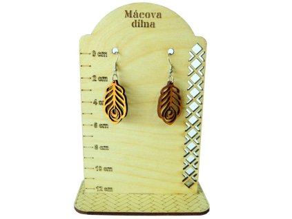 Dřevěné naušnice, květina #009, nerezová ocel, 2x4 cm, 1 pár (Barva Hnědá)