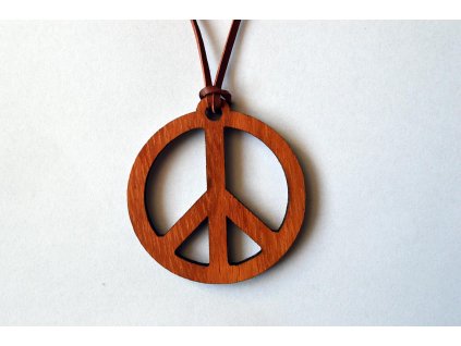 443 443 hippies dreveny symbol miru na krk provazek prava kuze 3 5x3 5cm