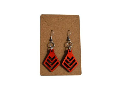 Dřevěné naušnice, geometrické větší #016, nerezová ocel, 3,3x4,5 cm, 1 pár