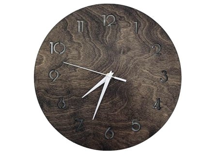 Nástěnné hodiny - průměr 32cm, černé mořidlo, bílé ručičky