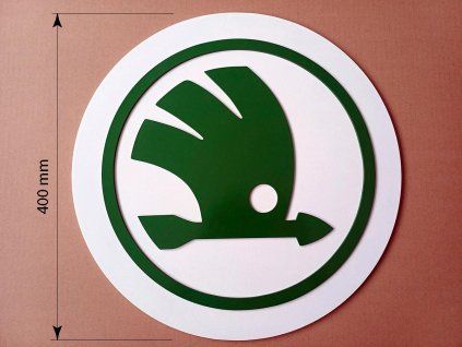 856 3d dreveny obraz znak skoda 40x40cm
