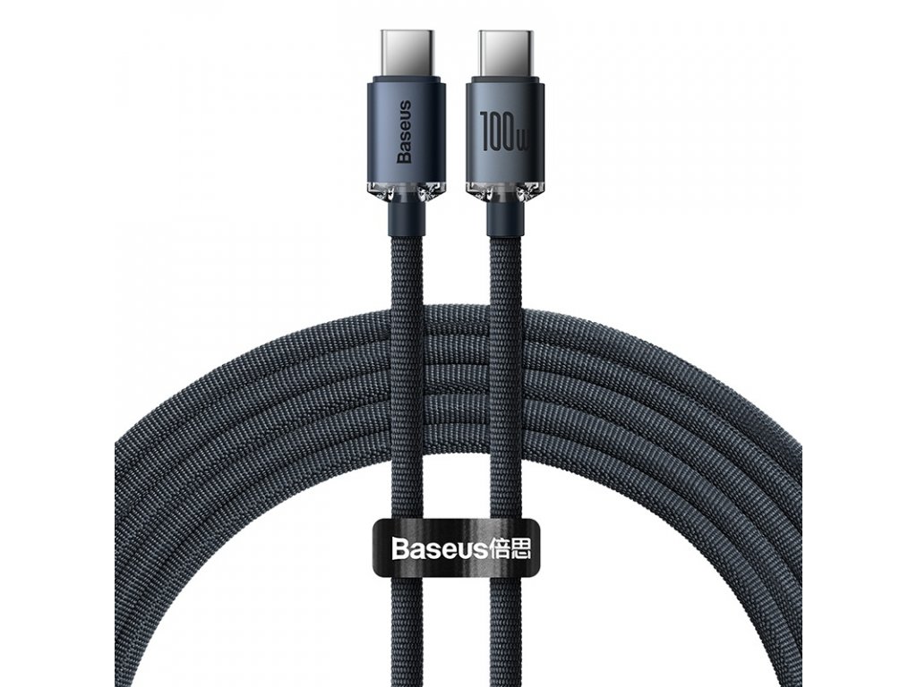baseus crystal shine series fast charging data cable type c to type c 100w 2m black