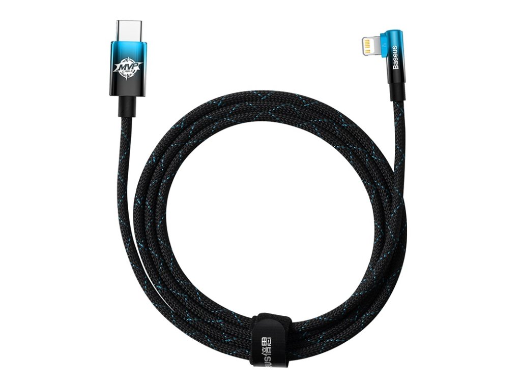 baseus mvp 2 elbow shaped fast charging data cable type c to ip 20w 2m black blue