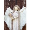 Macramé andělka mateřství, dekorace na kovovém kruhu
