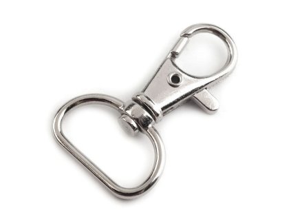 Kovová karabina - nikl s průvlekem 1,8 cm