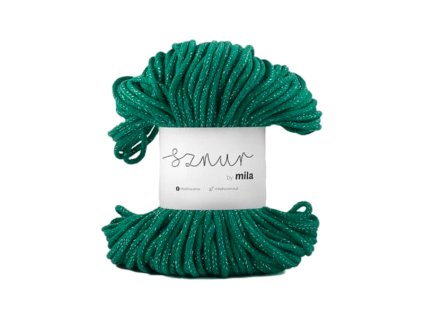 2566 bavlnena snura glitter 3mm zelena stribrna