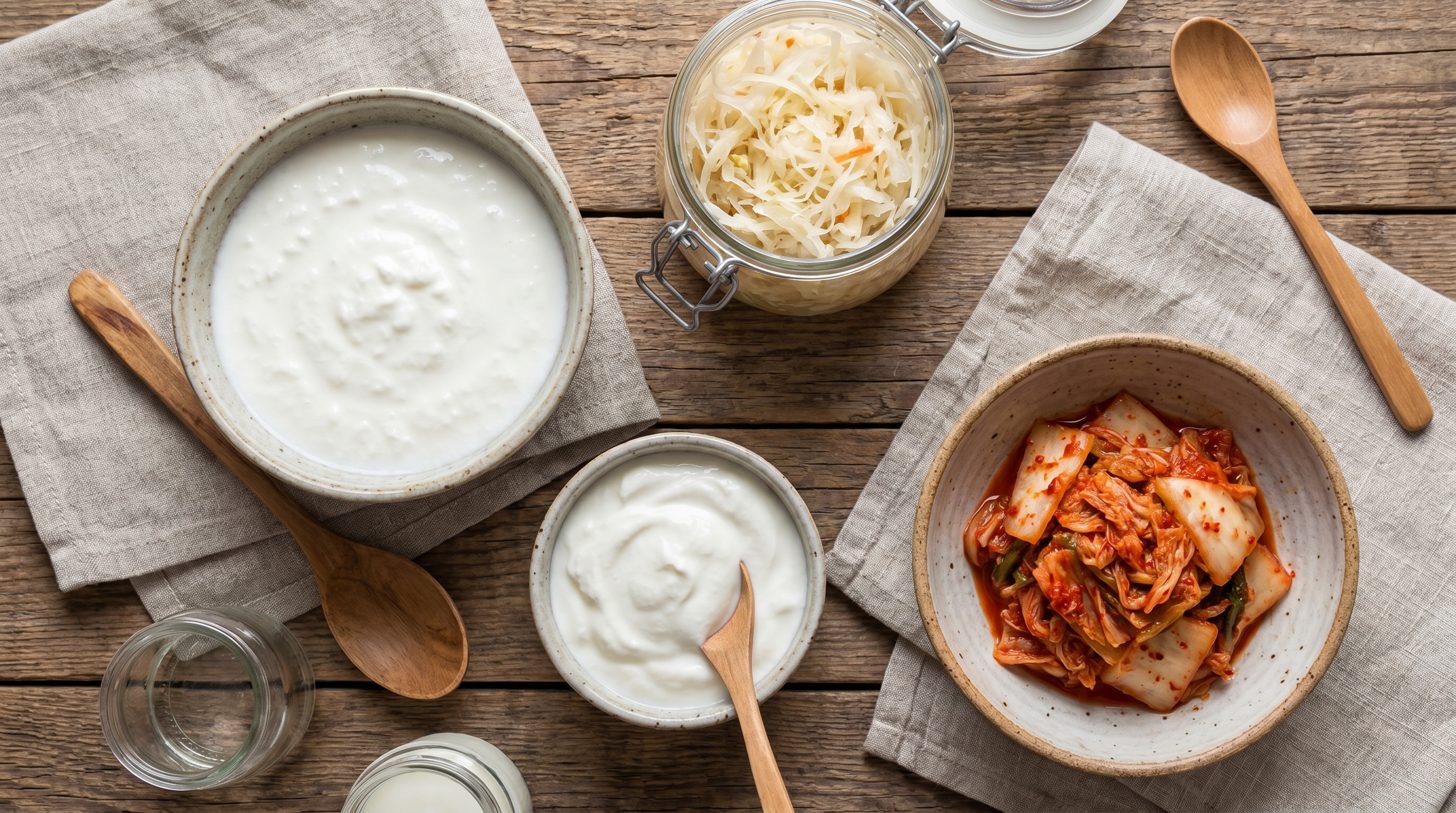 Fermentované potraviny – kefír, kysané zelí, jogurt