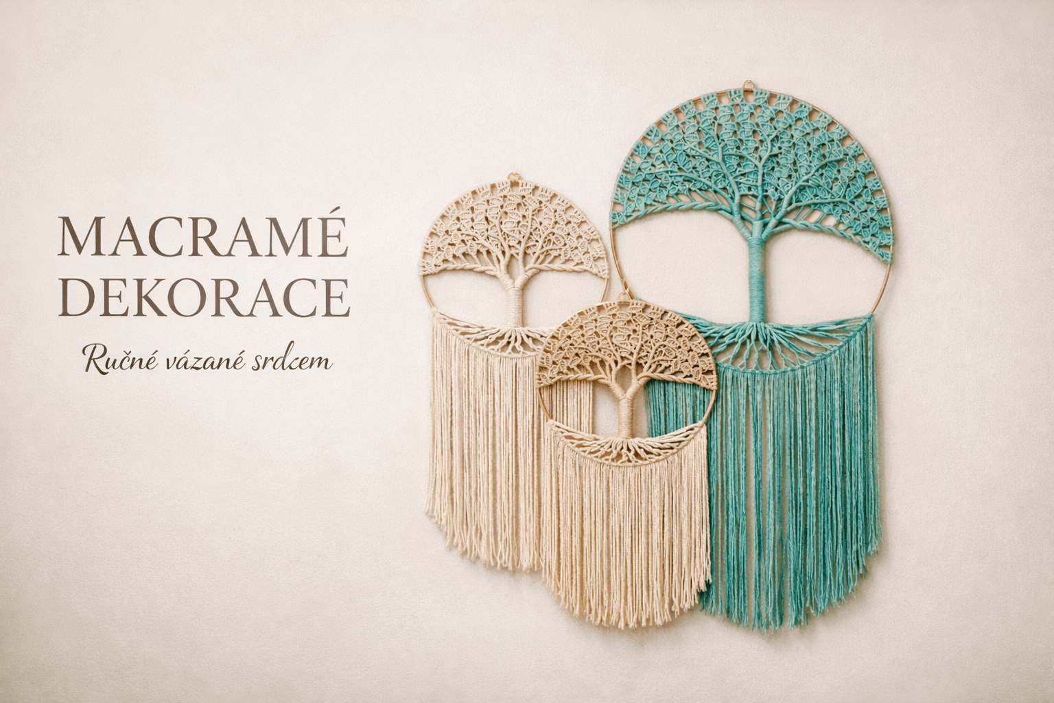 Drhané dekorace, Macrame dekorace, lapače snů, strom života, drhané andělky, Ruční tvorba
