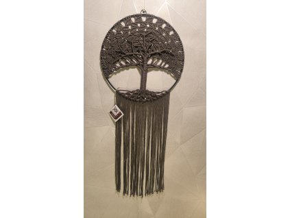 Strom života – Český lapač snů z macramé v přírodním tónu Boho dekorace s geometrickou elegancí – ručně vyráběný originál z české tvorby