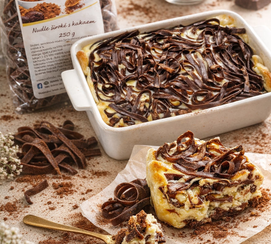 kakaové nudle - recept na dezert