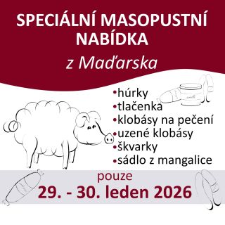 Masopust patří k zimě, dobrému jídlu a setkávání 🐷 Ve čtvrtek a pátek 29.–30. ledna 2026 pro vás chystáme na našich...
