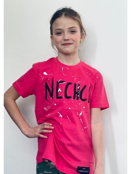 Ružové dětské triko s nápisem NECHCI.