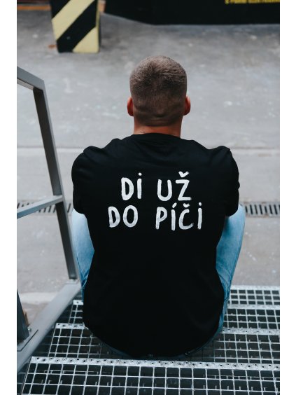 Vtipné pánské černé triko s krátkým rukávem