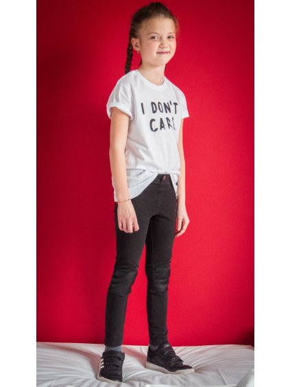 Dětské bílé bavlněné tričko I don`t care.