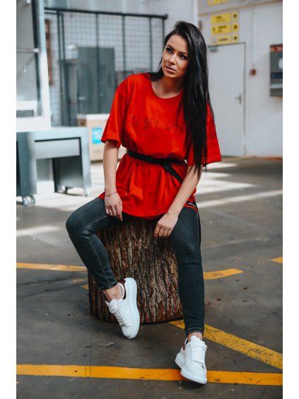 Červené oversize triko
