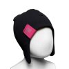 Zimní černá ušanka - růžová