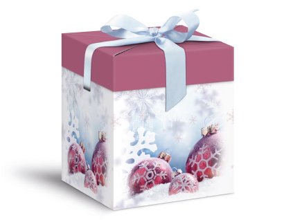 Krabička vánoční 12x12x15, Baňky fialová
