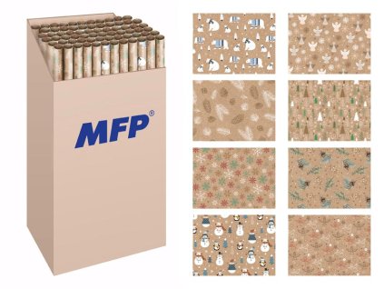 Balící papír vánoční 2ks 100x70 KRAFT MIX