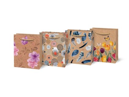 Dárková taška 11x13,5x6,5 KRAFT mix č.2