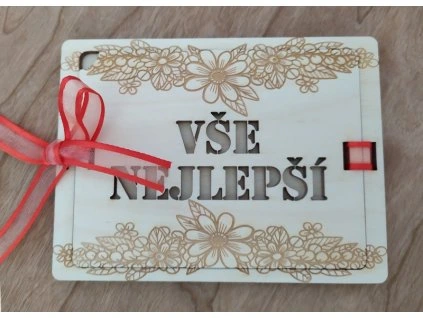 Dřevěná obálka na peníze VŠE NEJLEPŠÍ