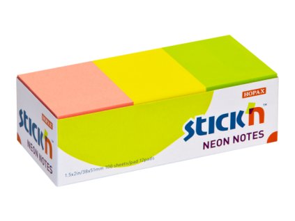 Mix neonových barev 38 x 51 mm, 12 bločků po 100 lístcích