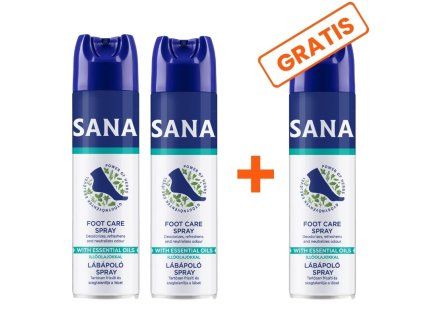 SANA antybakteryjny spray do pielęgnacji stóp 2+1 GRATIS