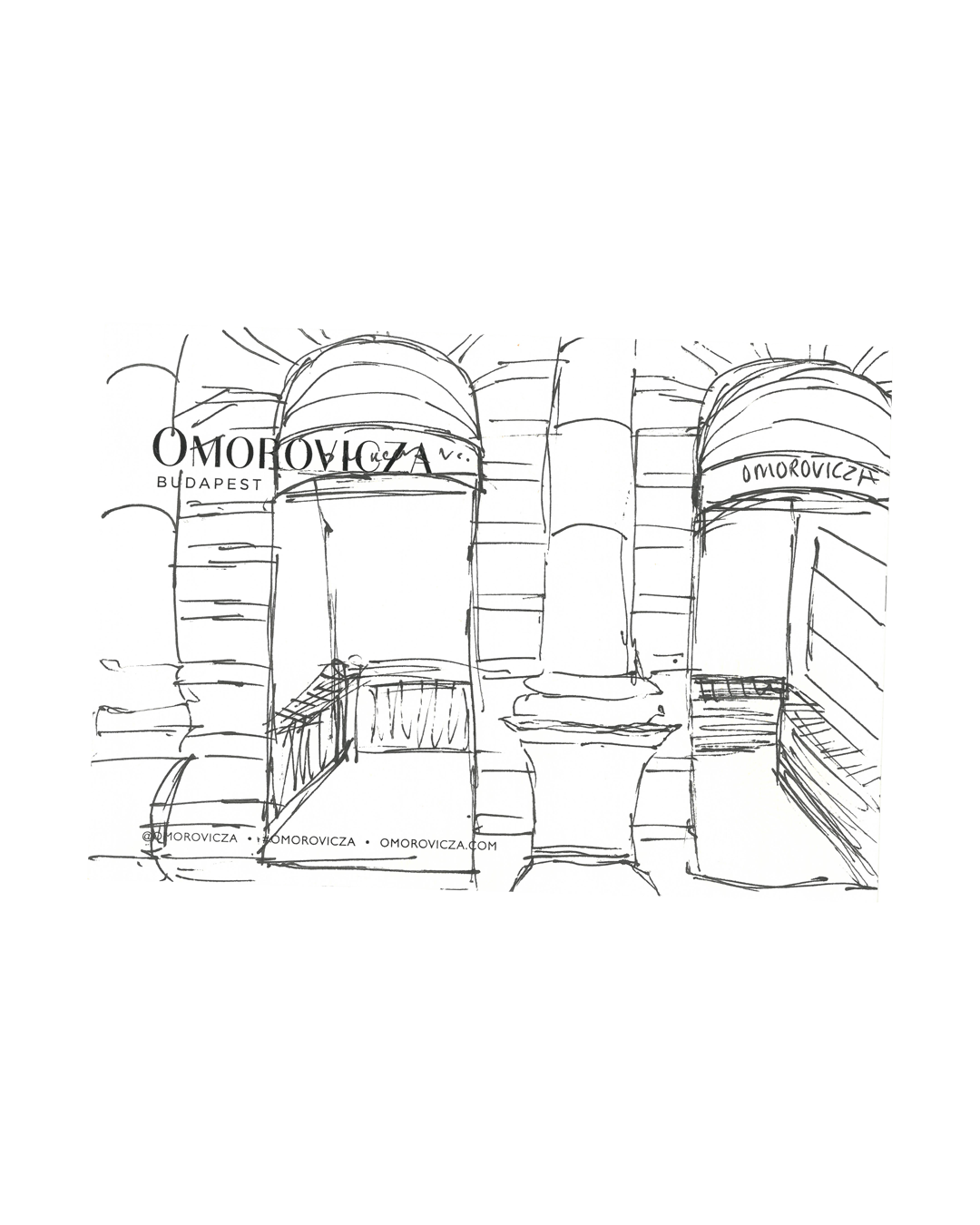 Autorská ilustrace Omorovicza s budapešťskou architekturou