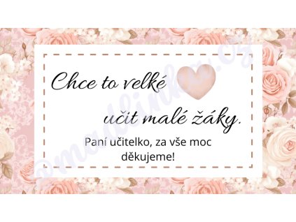 Děkovné kartičky - pro paní učitelku