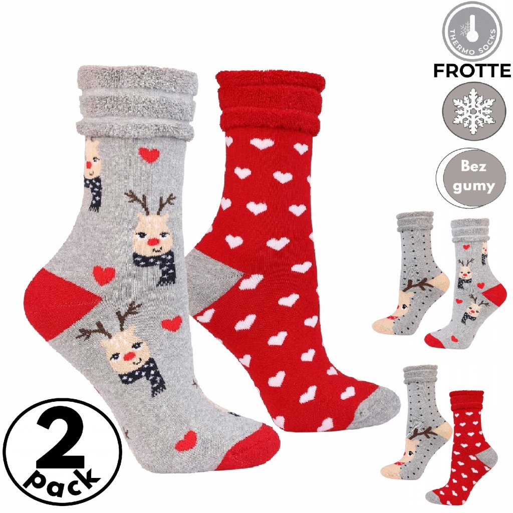 vánoční froté ponožky dámské duopack