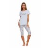 pyžamo damske s kratkym rukavem šede s obrazkem pejska