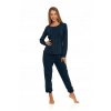 Dámské bavlněné pyžamo Plus Size dlouhý rukáv a kalhoty, Puntíky