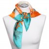 elegantní saténový šátek bandana oranžový tyrkysový